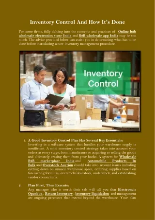inventory control and how it s done