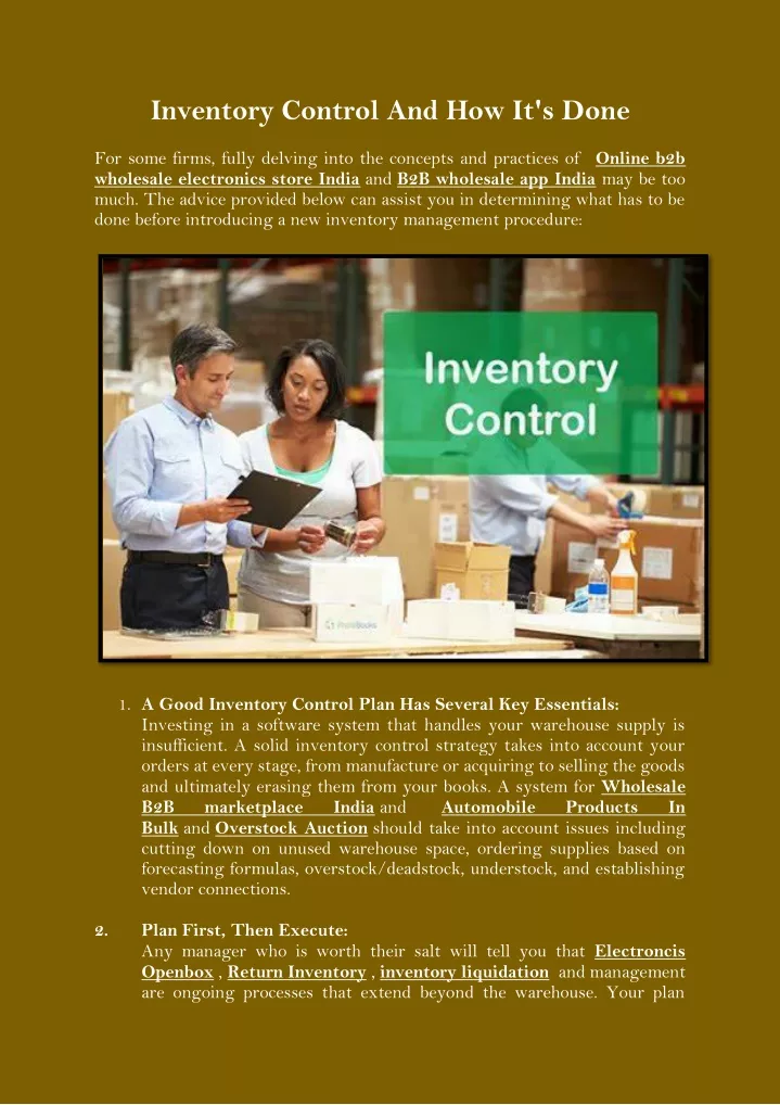 inventory control and how it s done