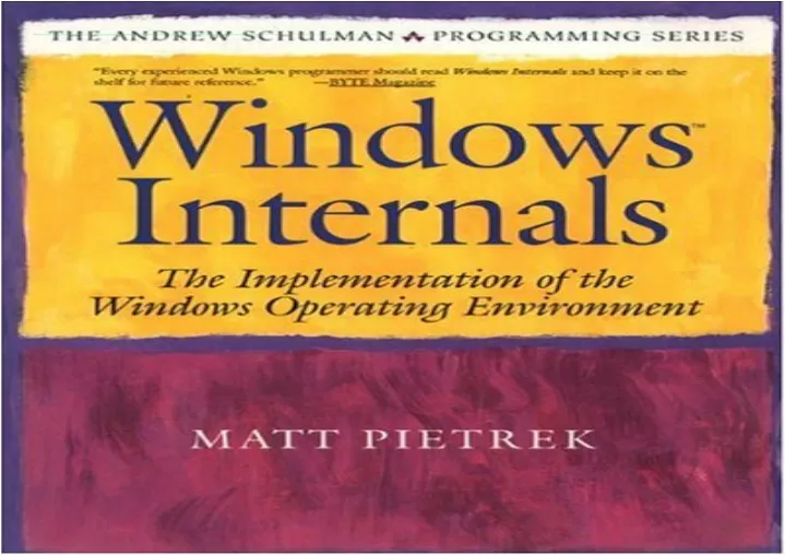 pdf book windows internals the implementation