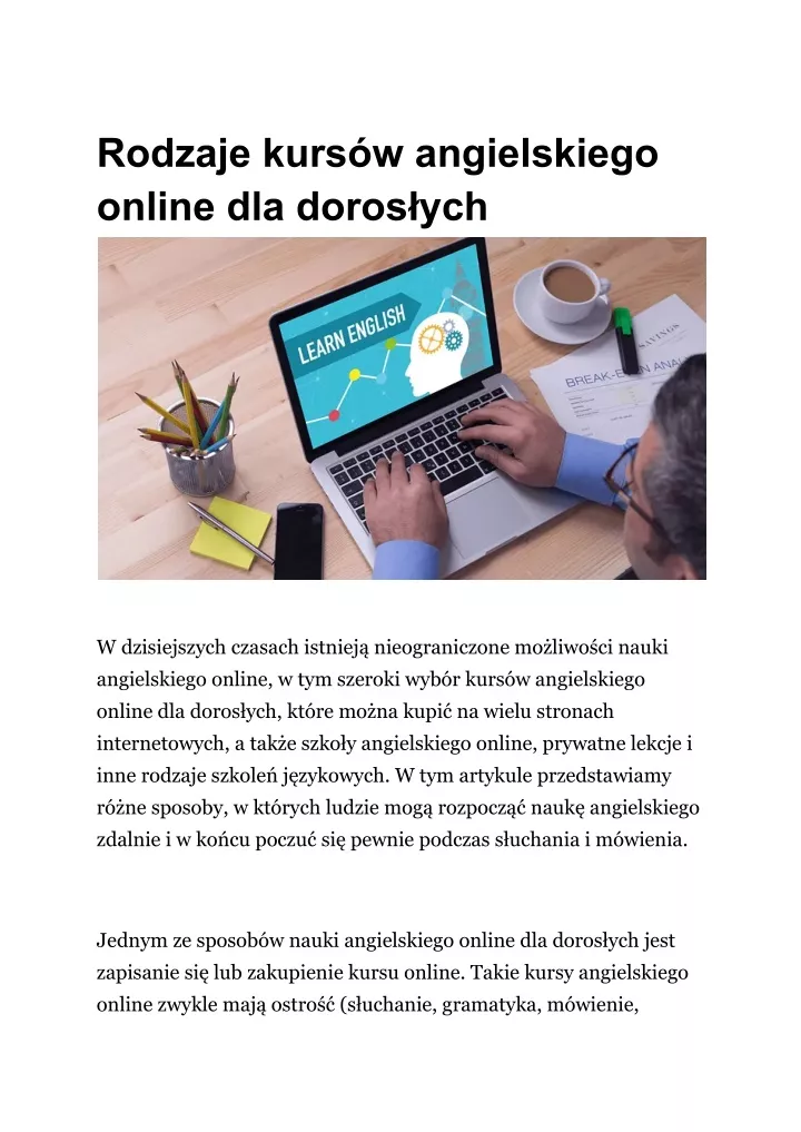 rodzaje kurs w angielskiego online dla doros ych