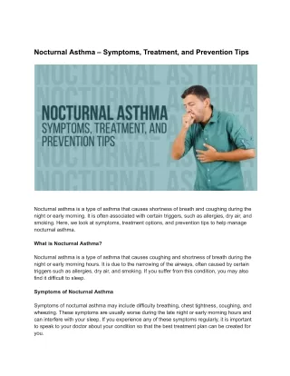 Nocturnal Asthma – Symptoms, Treatment, and Prevention Tips