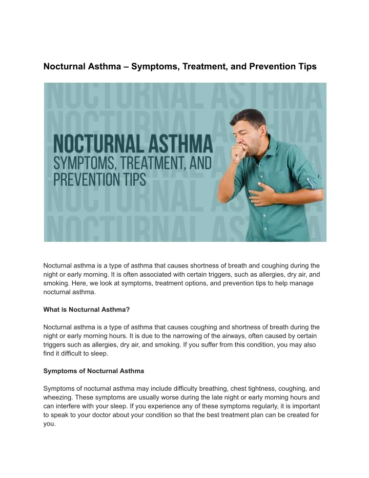 nocturnal asthma symptoms treatment