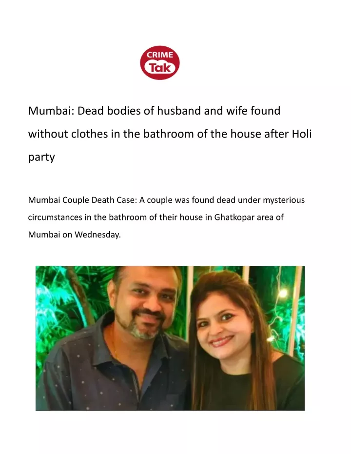 mumbai dead bodies of husband and wife found