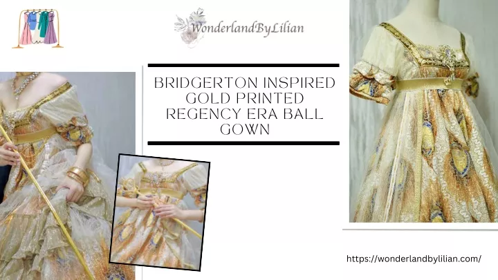 bridgerton inspired gold printed regency era ball