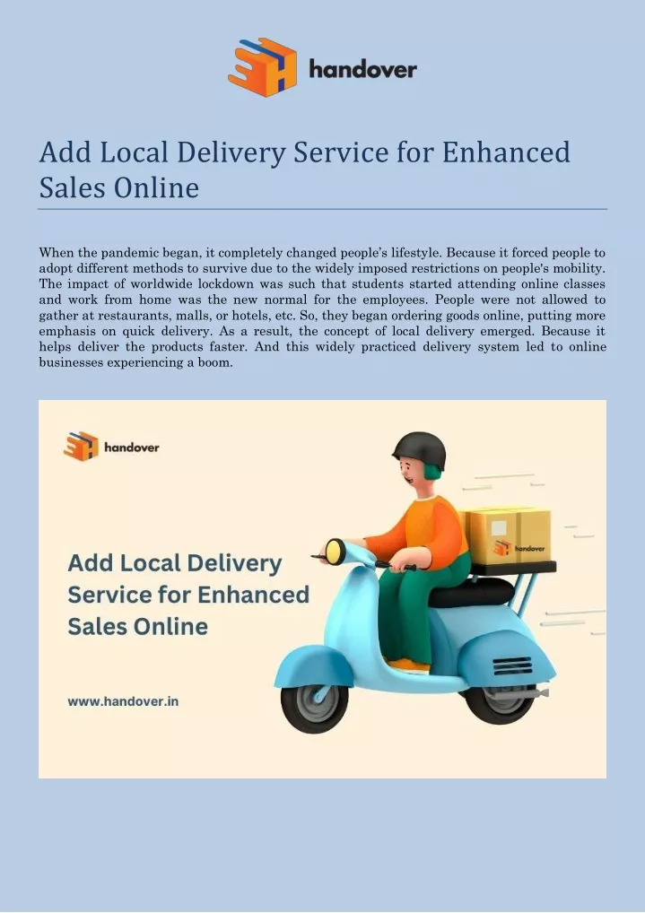 add local delivery service for enhanced sales