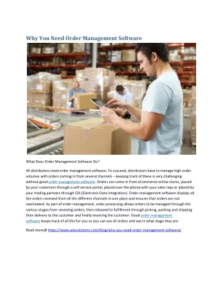 why you need order management software