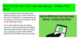 How to $100 Get Free Cash App Money - 5 Ways That Work