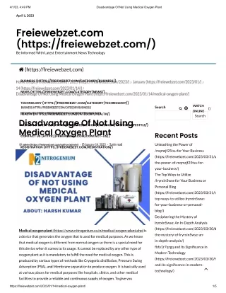 Medical Oxygen plant