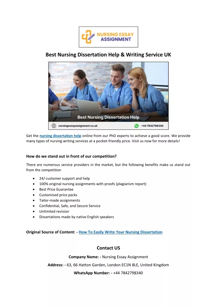 best nursing dissertation help writing service uk