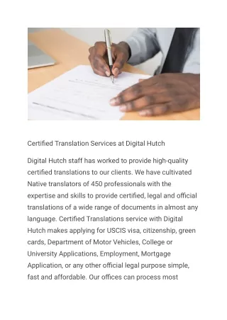 Certified Translation |Certified Translation In Delhi | Digital Hutch