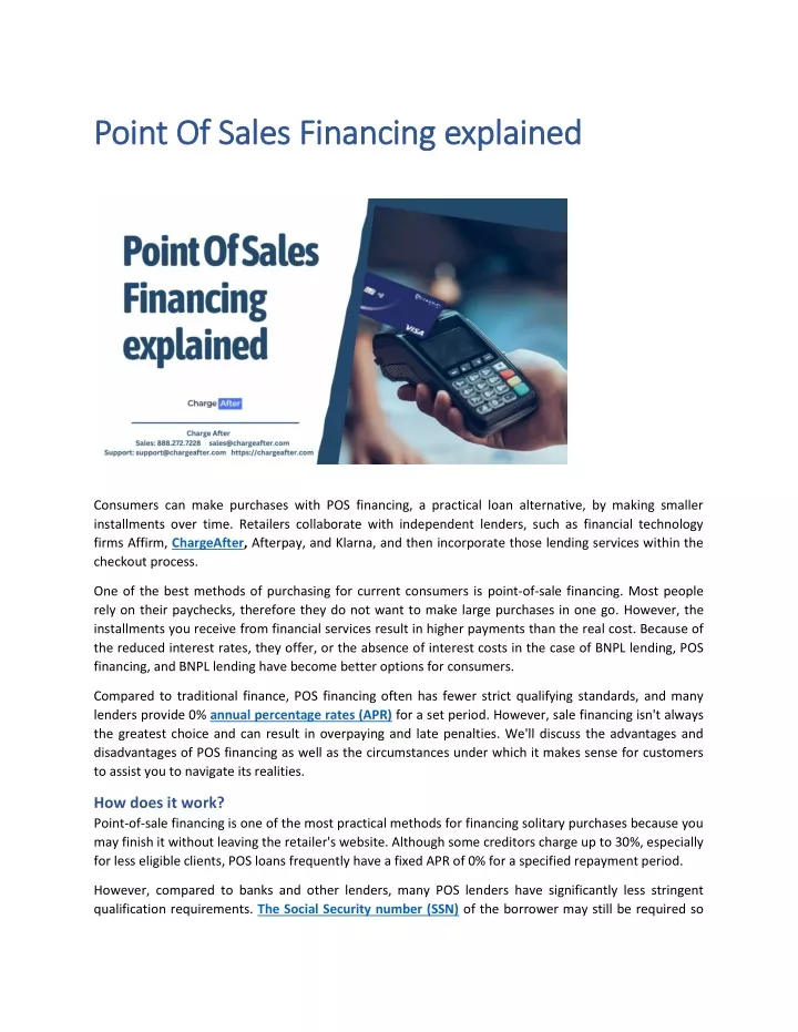 point of sales financing explained point of sales