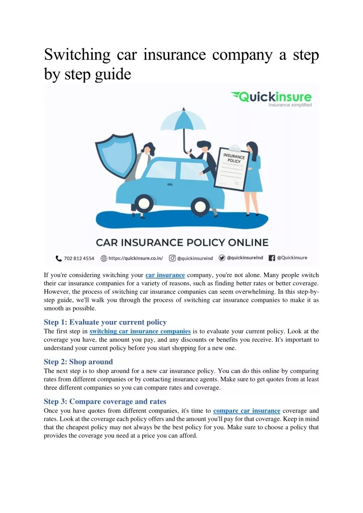 switching car insurance company a step by step