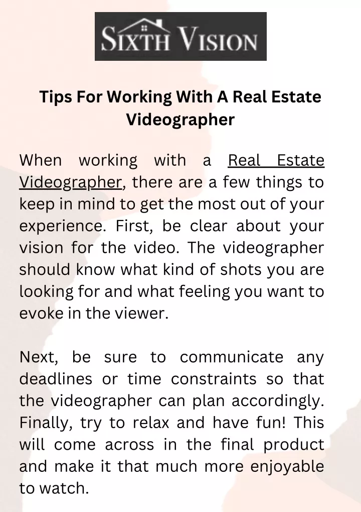 tips for working with a real estate videographer