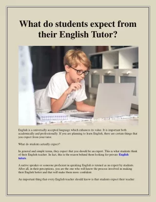 What do students expect from their English Tutor?