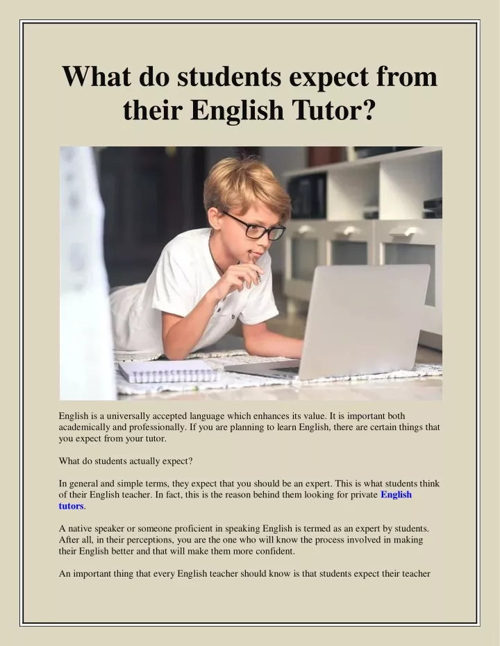 what do students expect from their english tutor