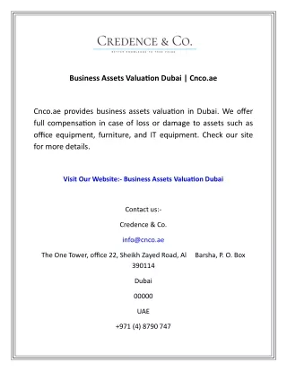 Business Assets Valuation Dubai  Cnco.ae