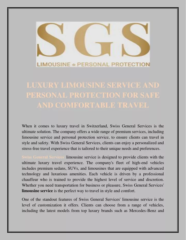 luxury limousine service and personal protection