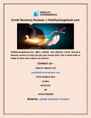 Funds Recovery Reviews  Fidelitychargeback com