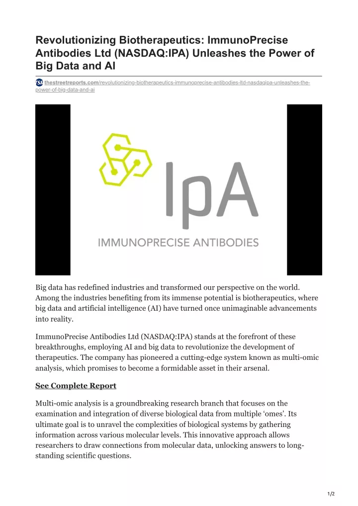 revolutionizing biotherapeutics immunoprecise