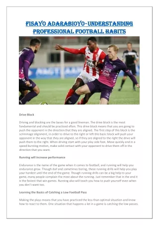 Fisayo Adarabioyo - Understanding Professional Football Habits