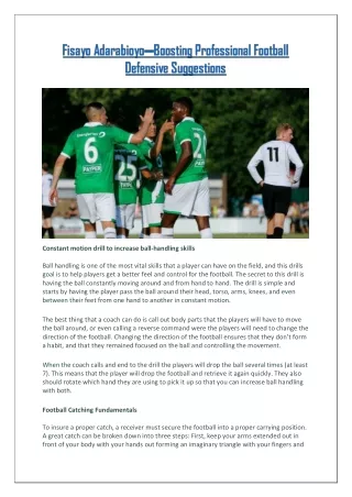 Fisayo Adarabioyo — Boosting Professional Football Defensive Suggestions