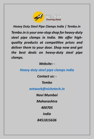 Heavy Duty Steel Pipe Clamps India  Tembo.in