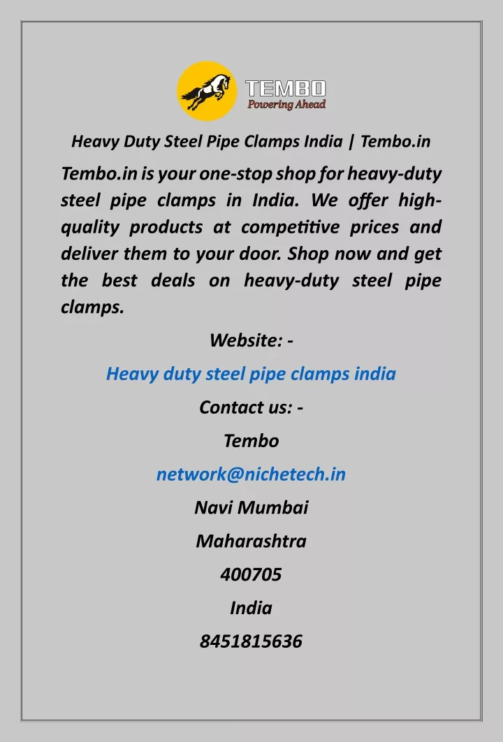 heavy duty steel pipe clamps india tembo in