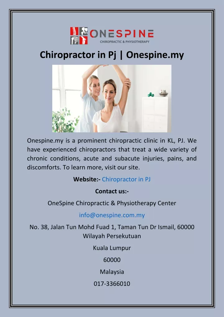 chiropractor in pj onespine my