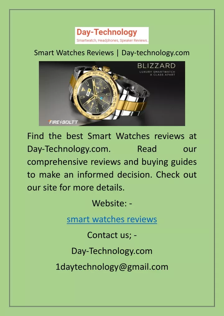 smart watches reviews day technology com