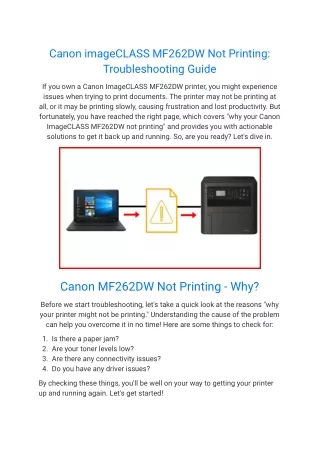 canon imageclass mf262dw not printing