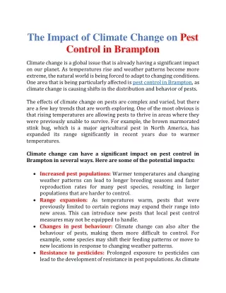The Impact of Climate Change on Pest Control in Brampton