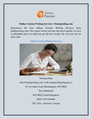 online custom writing services studypooling com