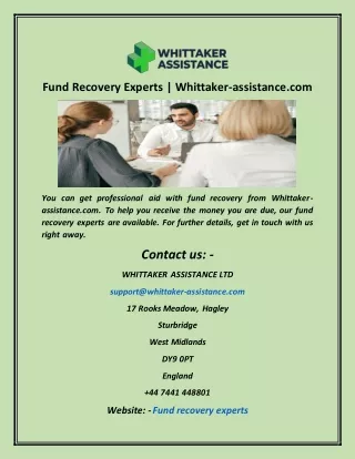 fund recovery experts whittaker assistance com