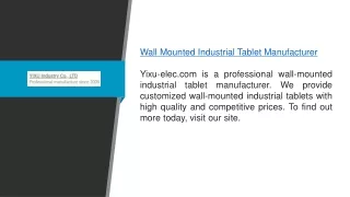 Wall Mounted Industrial Tablet Manufacturer  Yixu-elec.com