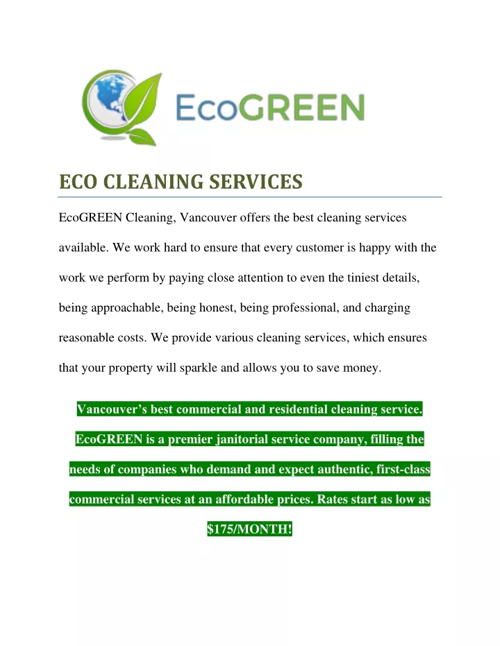 eco cleaning services