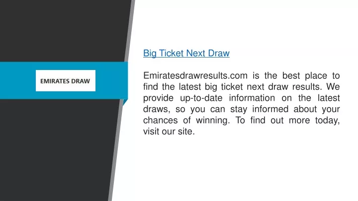 big ticket next draw emiratesdrawresults