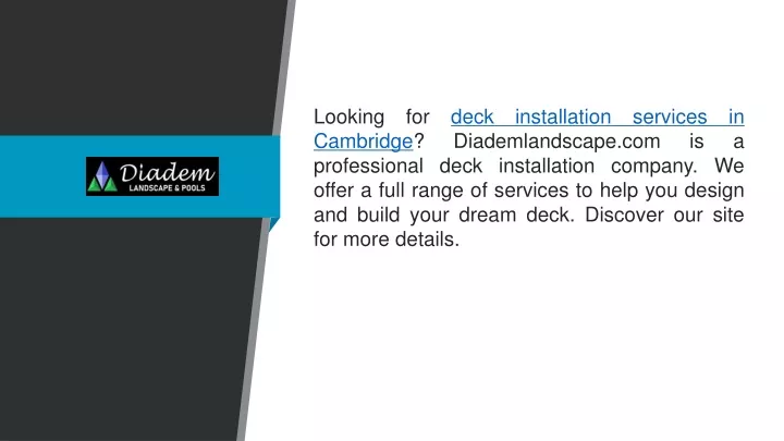 looking for deck installation services