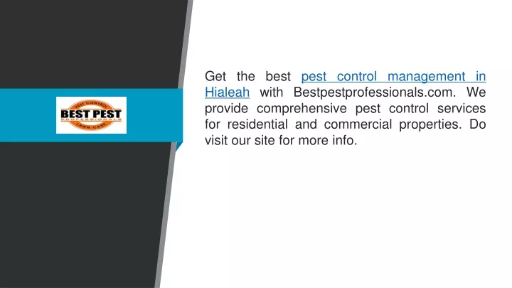 get the best pest control management in hialeah