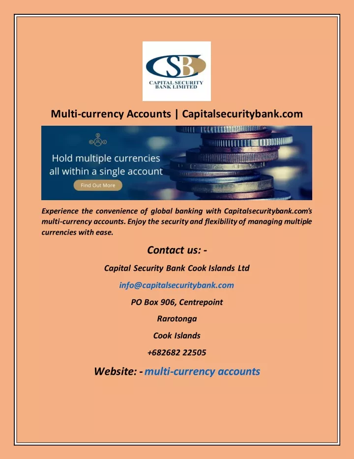 multi currency accounts capitalsecuritybank com