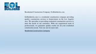 Residential Construction Company  Eolbuildersla.com