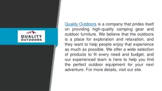 Want To Shop High-quality Outdoor Gear And Furniture