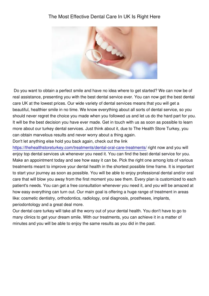 the most effective dental care in uk is right here