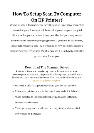 How To Setup Scan To Computer On HP Printer?