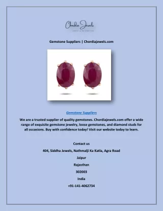 Gemstone Suppliers | Chordiajewels.com