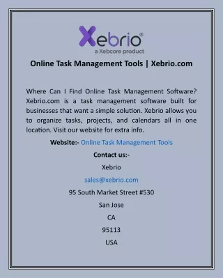 Online Task Management Tools  Xebrio