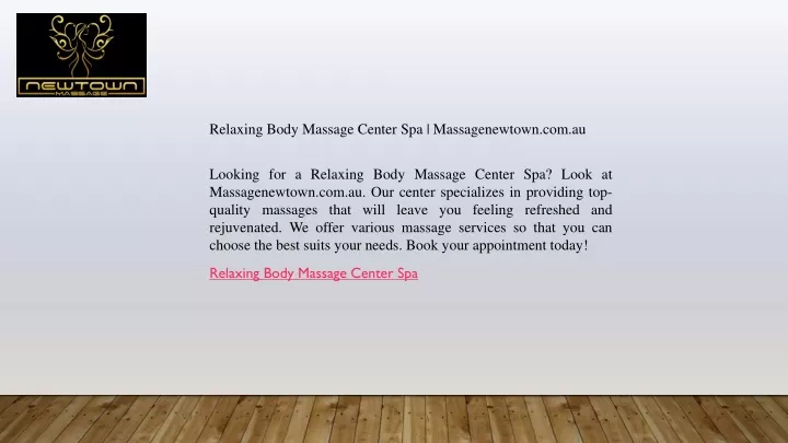 relaxing body massage center spa massagenewtown