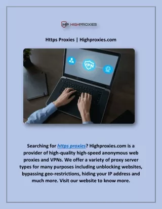 Https Proxies | Highproxies.com