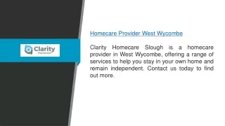 Homecare Provider West Wycombe  Clarity Homecare Slough