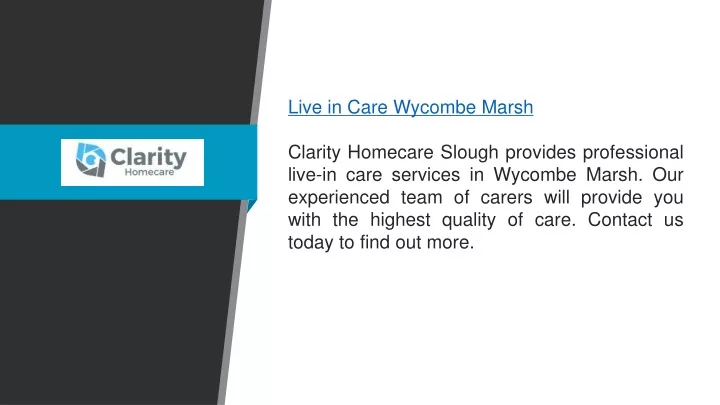 live in care wycombe marsh clarity homecare