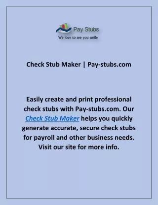 Check Stub Maker | Pay-stubs.com